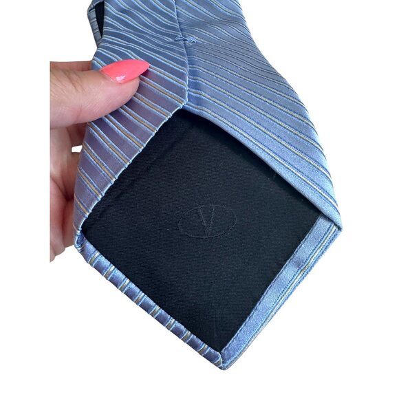 VALENTINO Men's  Blue Silk Blend Neck Tie - Picture 7 of 8